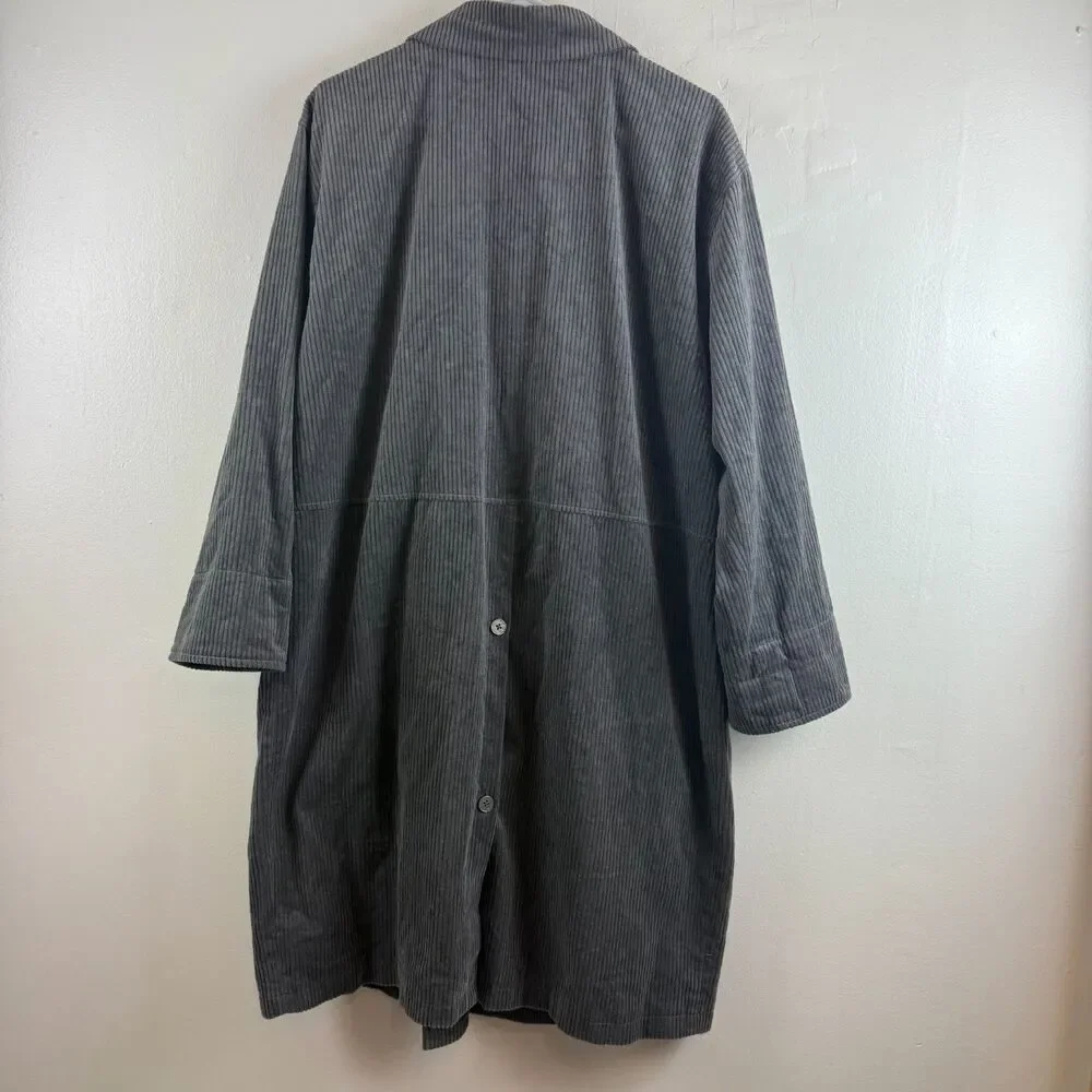 Gudrun Sjoden Gray Corduroy Coat Jacket Button Up Lagenlook Boho Size M - Picture 9 of 16